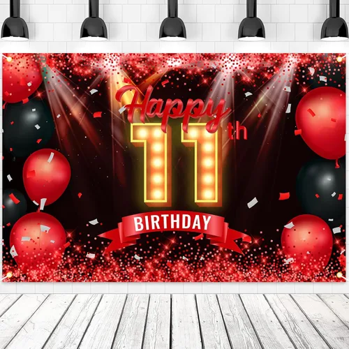 Miniatura 14 de Cartel de feliz cumpleaños 50 años, fondo rojo y negro, decoraciones de cumpleaños para mujeres y hombres de 50 años, artículos de fotografía