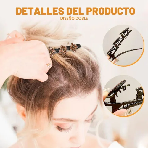 Miniatura 3 de Pinzas de pelo trenzadas para mujeres y niñas, 2025 nuevas pinzas de pelo con piedras de cristal brillantes, pinzas cortas de pico de pato