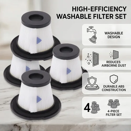 Miniatura 3 de Filtro de repuesto al vacío, 4 filtros de repuesto para aspiradora, filtro de vacío lavable, accesorio de filtro desmontable para Moosoo K17, INSE