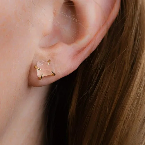Miniatura 2 de Pendientes de tuerca de piedra preciosa cruda, idea de regalo para el día de la madre, graduación, moda de verano