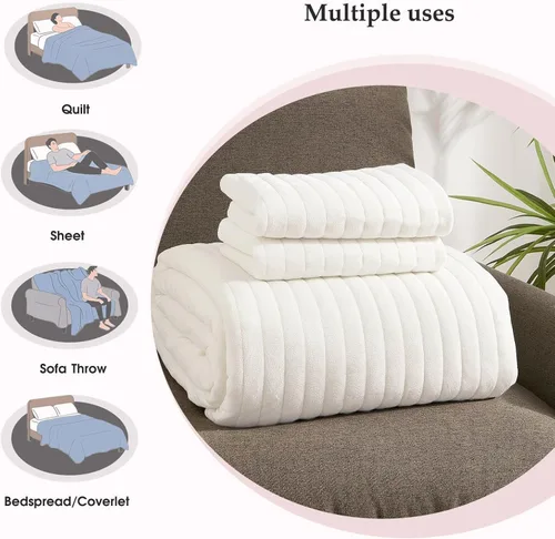 Miniatura 5 de Juego de edredón de terciopelo tamaño Queen, juego de cama acolchado suave, 2 fundas de almohada a juego, funda de cama ligera, colcha acolchada