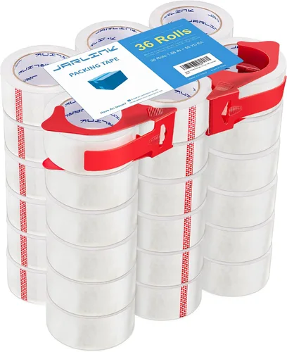 Miniatura 12 de JARLINK 12 Rollos de Cinta de Embalaje Transparente con 2 Dispensadores, Refacciones de Cinta de Embalaje Resistente para Envíos, Embalaje, Correo