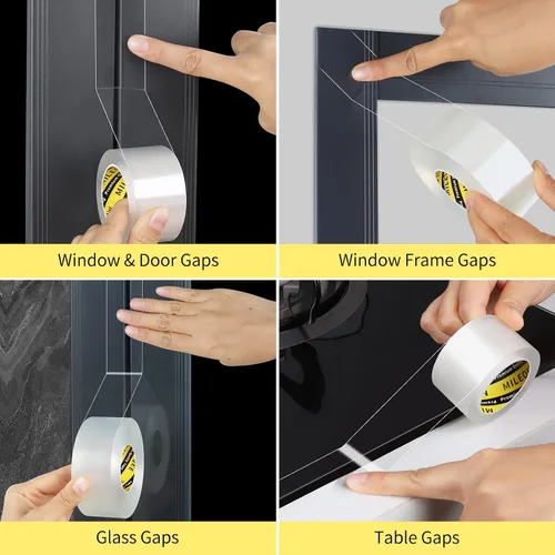 Miniatura 5 de Cinta de sellado de ventana para invierno transparente, 1-3/8 pulgadas x 9.84 pies, cinta aislante de sellado para ventanas y puertas, sellador