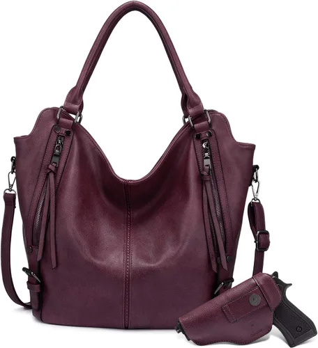 Miniatura 25 de Bolso Hobo oculto para mujer, de piel sintética, bolso cruzado de hombro, bolsa grande con funda desmontable