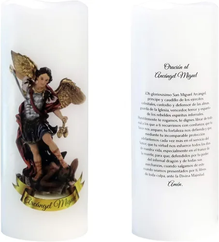 Miniatura 2 de Wondise Vela de oración devocional parpadeante sin llama con control remoto y temporizador, funciona con pilas, vela votiva LED de cera real