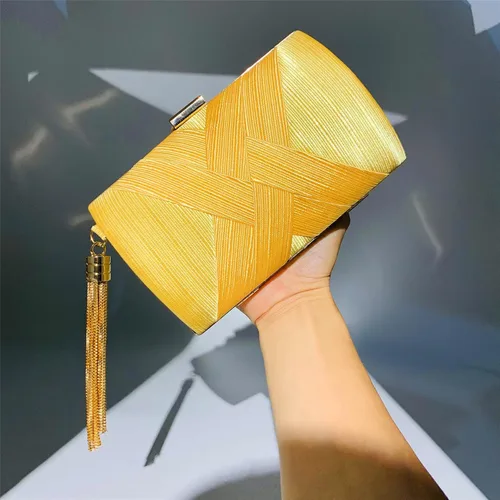 Miniatura 7 de Elegante bolso de mano de seda con colgante de borla para mujer, para novia, boda, graduación, fiesta de noche