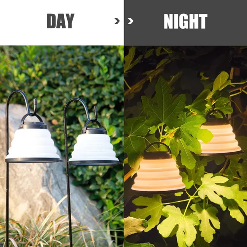 Miniatura 5 de Paquete de 2 luces plegables para campamento, funciona con pilas, linterna LED plegable, para campamento, luz blanca cálida, impermeable, lámpara