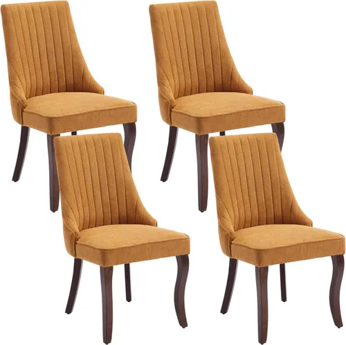 Miniatura 20 de Shenyon Juego de 4 sillas de comedor color beige, cómodas sillas de comedor tapizadas con canal de tela, sillas de cocina modernas para comedor