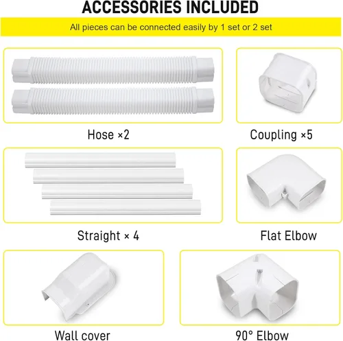 Miniatura 3 de DWALE Kit de cubierta decorativa de PVC de 4 pulgadas y 17 pies, mini cubierta de línea dividida, para aire acondicionado mini split sin conductos