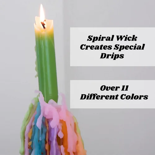 Miniatura 3 de Candlestock Hippie Drippy Drip Candles - Paquete de 11 velas cónicas de goteo – Velas de fusión de botellas de vino (arcoíris hippie)