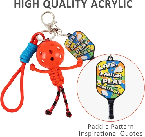 Miniatura 4 de 6 llaveros hechos a mano, regalos inspiradores para amantes del pickleball, mujeres y hombres, bonito diseño único en 6