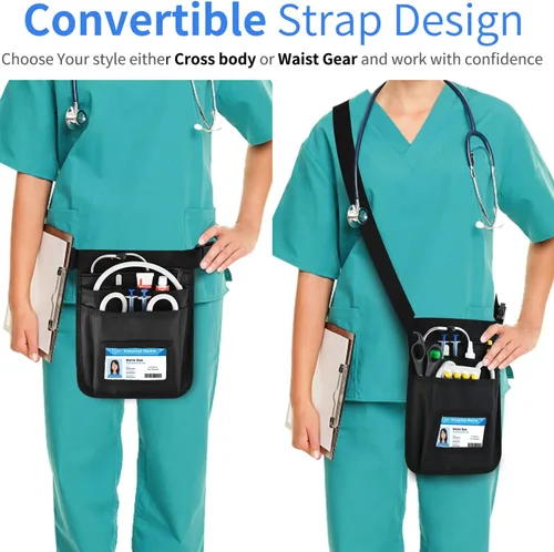 Miniatura 3 de Riñonera de enfermera médica, cinturón de herramientas de enfermería para mujeres, bolsas de enfermería para suministros de trabajo con organizador