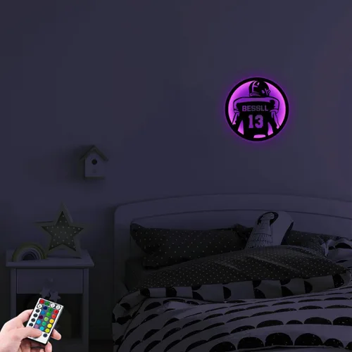 Miniatura 7 de Letrero de metal personalizado para jugador de fútbol con luz LED, nombre y número personalizado, arte de pared de fútbol, letrero de neón