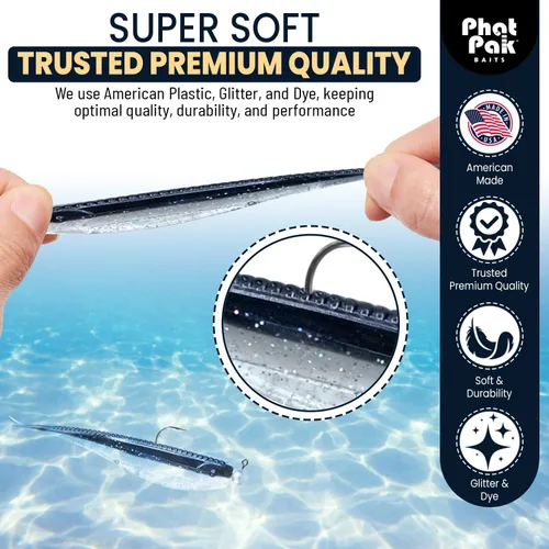 Miniatura 5 de Phat Pak Baits - Micro Drunkin Shad Tiny Fluke Style LiveScope FFS Soft Jerkbait 2.5" 30ct Soft Plastic BFS Bass Fishing Lure Yellow Perch