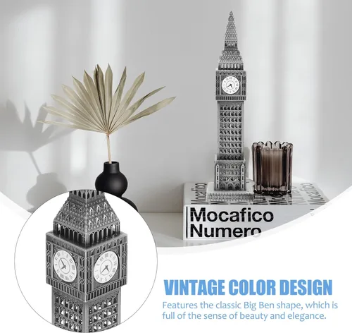 Miniatura 5 de HOMSFOU Big Ben Modelo Arquitectura Escultura Aleación Modelo de Edificio Ornamento para Decoración del Hogar Mesa Pantalla 7.08 Pulgadas Londres
