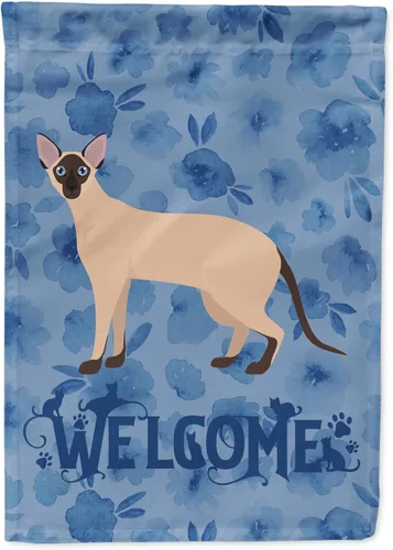Miniatura 228 de Caroline's Treasures CK4813CHF - Bandera de bienvenida con gato abisinio azul, manga grande, para porche, para colgar en la pared, poliéster