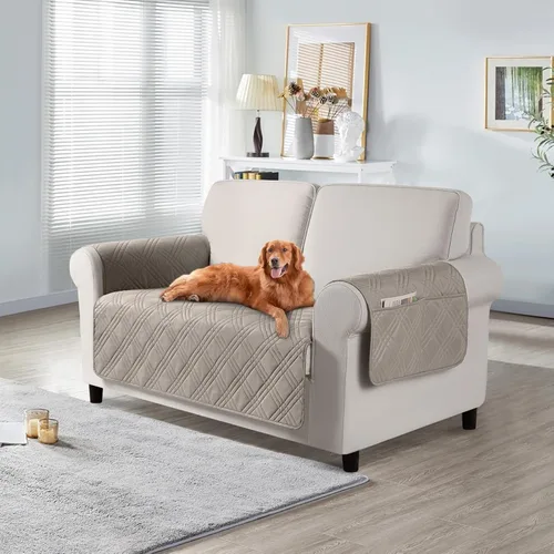 Miniatura 42 de TAOCOCO Fundas de sofá impermeables extragrandes para mascotas y perros con respaldo antideslizante, fundas para asientos de sofá con bolsillo