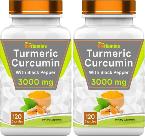 Miniatura 7 de tnvitamins Cápsulas de curcumina de cúrcuma con pimienta negra 3000 mg - 120 cápsulas Suplemento de curcumina de cúrcuma dorada extra fuerte