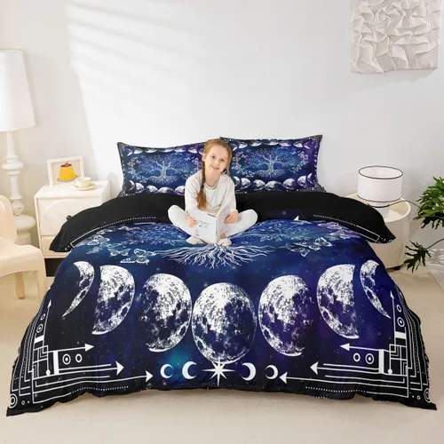 Miniatura 2 de Erosebridal Juego de ropa de cama con diseño de árbol de la vida, tamaño Queen para niños y niñas, diseño bohemio exótico de mariposa, funda