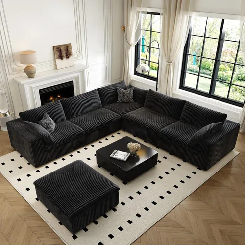 Miniatura 14 de LoveSeat Cloud Couch Sofá Seccional Modular para Sala de Estar, Sofá Moderno con Asiento Profundo, Sofá de 2 Plazas Sin Huesos con Otomana, Cómodos