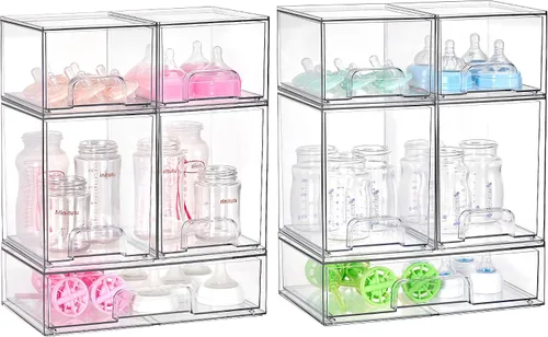 Miniatura 12 de Vtopmart Juego de 3 cajones de almacenamiento apilables, organizadores de plástico transparente para maquillaje, cosméticos, suministros de belleza