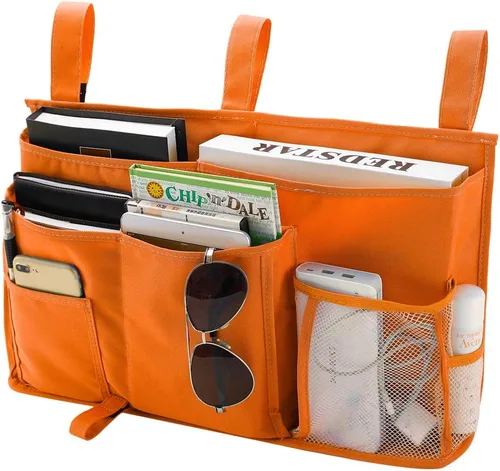 Miniatura 7 de Bseash Organizador de litera, organizador de cama colgante para mesita de noche, bolsa de almacenamiento con 4 bolsillos y 2 ganchos