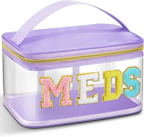Miniatura 20 de Geetery Bolsa de Letras de Chenilla, Estuches de Viaje Meds Cheer Regalos para Porristas Bolsa de Cosméticos Maquillaje de Nylon Portátil Preppy