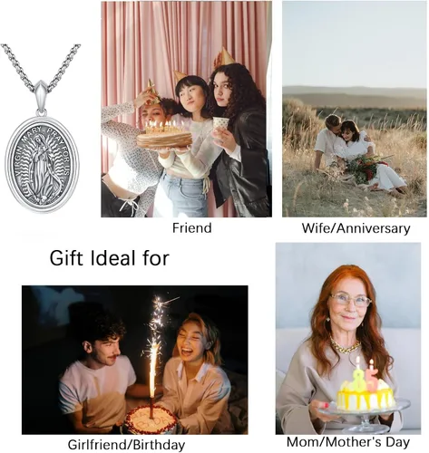 Miniatura 244 de Collar de plata de ley 925 con medalla de San Patrón, colgante de protección católica, amuleto, joyería religiosa para hombres y mujeres