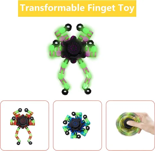 Miniatura 4 de Fidget Spinners, robot de cadena transformable para hacer tú mismo, que brilla en la oscuridad, juguete mecánico creativo para aliviar el estrés
