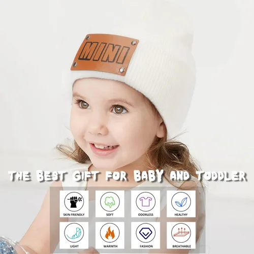 Miniatura 10 de Gorro para padres e hijos,Madre y bebé hija/hijo gorro de punto cálido de invierno,Gorro suave para niños