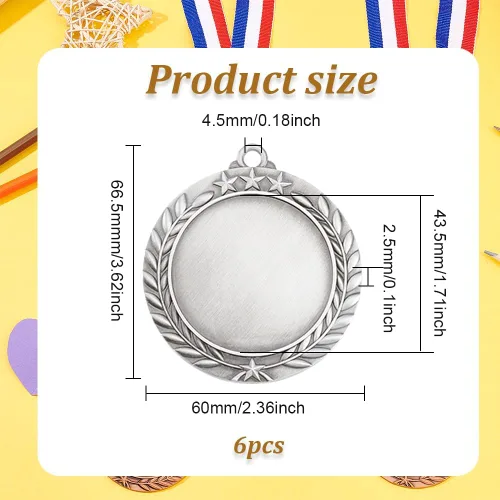 Miniatura 2 de FINGERINSPIRE Medallas de premio en blanco de 1.71 pulgadas Medallas de plata Grupo de medallas de plata redondas planas Regalo de premio Haz tus