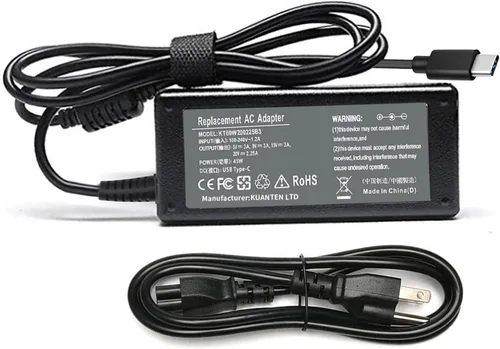 Cargador de CA USB-C de 45 W para Lenovo Chromebook cargador C330 300e 100e 500e S330 ThinkPad E14 E15 L13 L14 L15 14S T14 T14S T15 X13 X1 Carbono