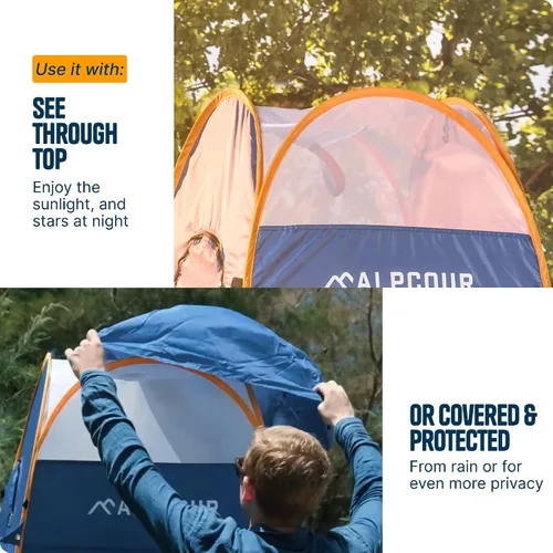 Miniatura 9 de Alpcour Tienda de campaña desplegable portátil – Tienda de privacidad para inodoro portátil, ducha y vestuario para acampar y al aire libre