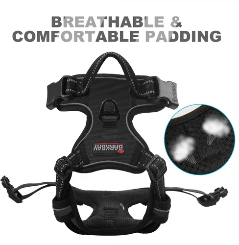 Miniatura 7 de Barkbay Arnés antitirones con clip frontal para perros, material resistente y reflectante, mango de fácil control para pasear perros grandes