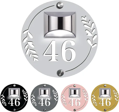 Miniatura 19 de Placa solar personalizada con números de casa, placa LED moderna para puerta, letrero acrílico para casa de jardín, montaje en la pared para casa