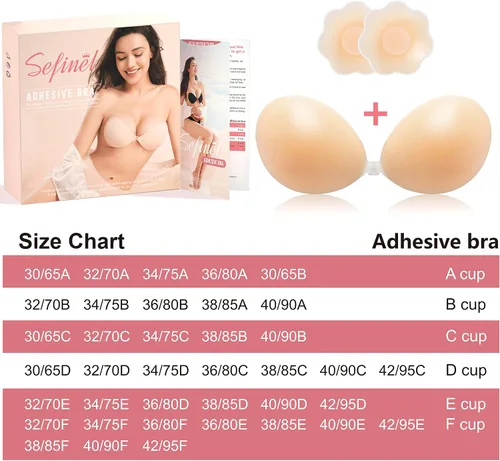 Miniatura 7 de SEFINEL Sujetador adhesivo sin tirantes para mujer brasier de silicona invisible y adhesivo para vestido sin espalda con cubiertas de pezones