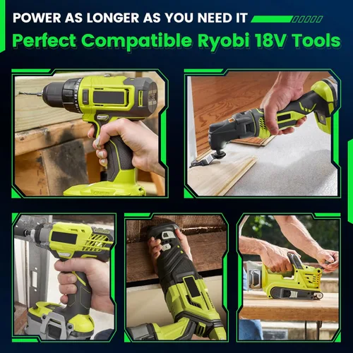 Miniatura 8 de 9.0Ah 18V P109 P108 P102 Reemplazo para batería Ryobi 18V P103 P104 P105 P107 P106 18Volt ONE+ batería de iones de litio inalámbrica, paquete de 2
