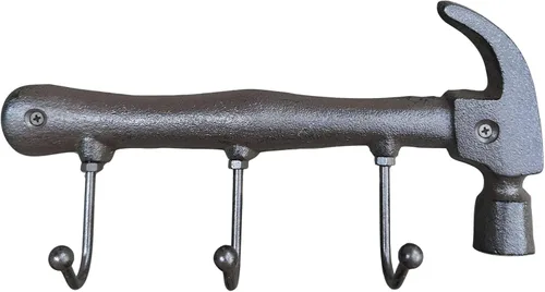 KiaoTime Ganchos de Pared de Metal de Hierro Fundido Rústico, Perchero de Pared Montado en Forma de Martillo Retro Vintage, Soporte para Llaves,