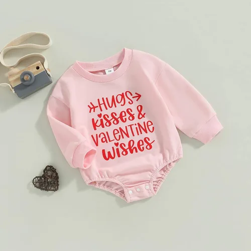 Miniatura 24 de Enterizo de manga larga con estampado de letras para bebés, niñas y niños