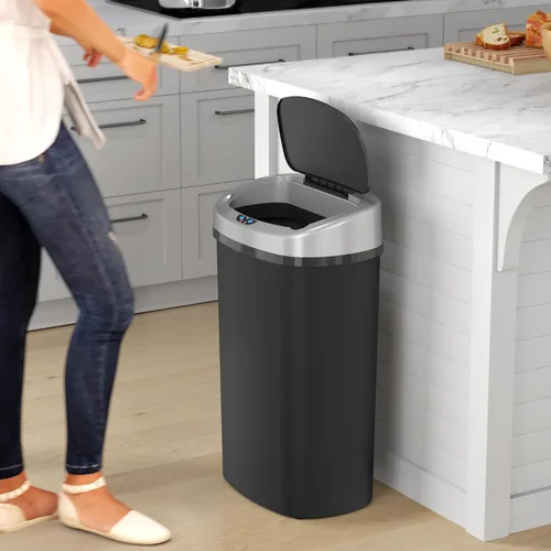 Miniatura 3 de iTouchless Cubo de basura de cocina con sensor de 13 galones con tapa y filtro de olor, cesta de basura automática duradera a prueba de abolladuras