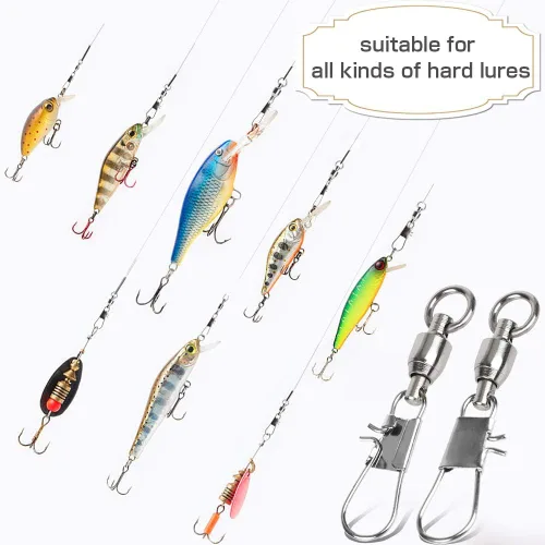 Miniatura 6 de AMYSPORTS - Giras de pesca con broche de enganche de seguridad, rodamientos de bolas, broches giratorios de pesca, aparejos de pesca para agua