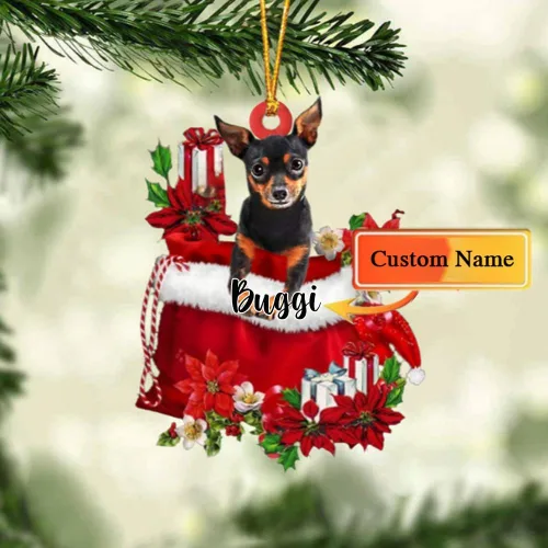 Miniatura 182 de Perro Akita Inu personalizado en bolsa de regalo, adorno de Navidad, nombre personalizado, regalo para amantes de los perros, familia, Navidad
