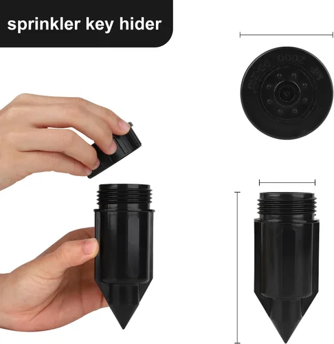 Miniatura 3 de Key Hider - Cabezal de aspersor realista impermeable, soporte para efectivo para jardín al aire libre, fácil de empujar en el suelo (negro)