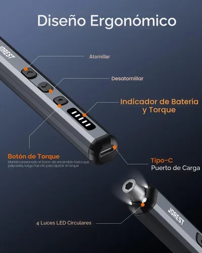 Miniatura 3 de JOREST Mini destornillador eléctrico, pequeño juego de destornilladores de precisión inalámbricos con 38 puntas magnéticas, 5 ajustes de torsión