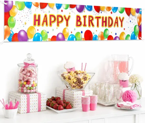 Cartel de cumpleaños con texto en inglés «Happy Birthday» para decoración de globos, suministros de decoración de globos coloridos para exteriores,