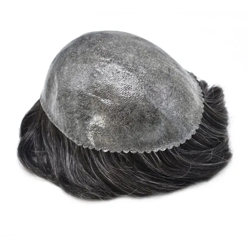 Miniatura 5 de Tupé de cabello humano para hombre, base de piel de polietileno, unidades de cabello sintético de inyección, densidad de 8 x 10 a 110 %, frente