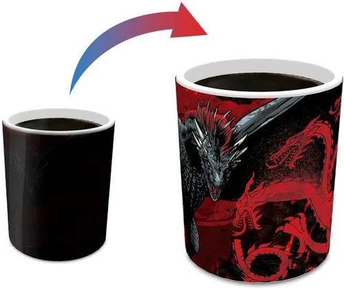 Morphing Mugs Juego de Tronos – Drogon Battle – Una taza de cerámica que cambia de color de 11 oz – Imagen revelada cuando se añade líquido