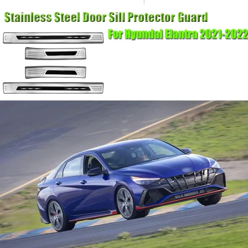 Miniatura 2 de Para Hyundai Elantra 2021 2022 2023 2024 2025 4 piezas de acero inoxidable para el umbral de la puerta exterior de las placas de protección