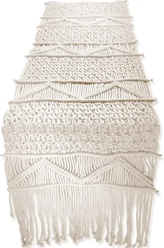 SnugLife Camino de mesa de macramé largo | Camino de mesa bohemio | Decoración de mesa de boda | Estilo vintage de granja y comedor bohemio (13