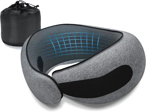 Almohadas de viaje para el cuello para aviones, almohada cómoda de espuma viscoelástica, diseño ergonómico compacto, esenciales para dormir, para